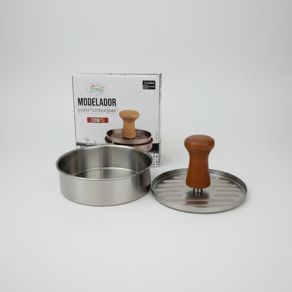 Modelador de Hambúrguer 12 cm Cosy Alumínio cabo Madeira