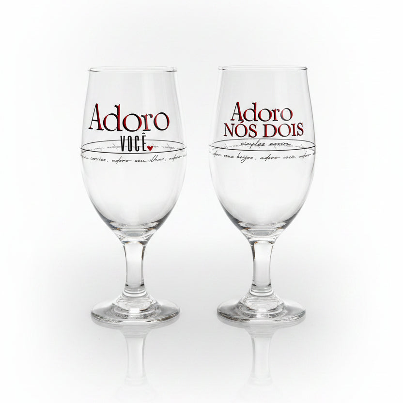 Kit 2 Taças Windsor 330ml Vidro | Adoro Nós Dois Brasfoot