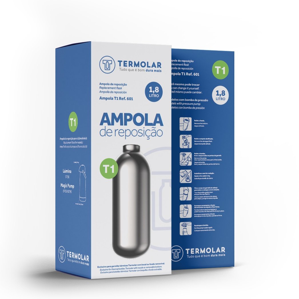 Ampola Reposição T1 1,8 L Termolar – Vidro para Garrafa Térmica Lúmina/Magic Pump
