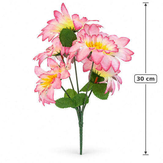 Buquê de Dálias Artificiais Rosa 30 cm – 5 Hastes | FlorArte
