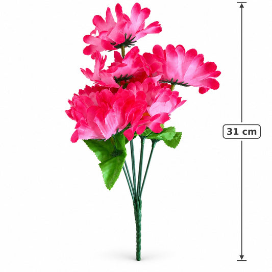 Buquê de Gérberas Artificiais Creme e Rosa 31 cm – 7 Hastes | FlorArte