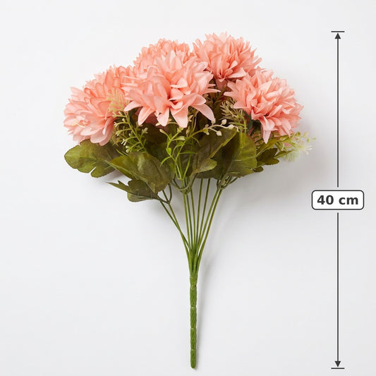 Buquê de Crisântemos Artificiais Salmão Outono 40 cm – 9 Hastes | FlorArte