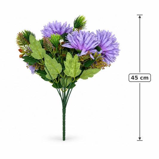 Buquê de Crisântemos Artificiais Lavanda 45 cm – 11 Hastes | FlorArte