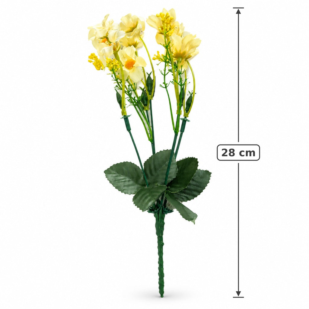 Buquê de Margaridas Artificiais Creme e Amarelo 28 cm – 10 Hastes | Florarte