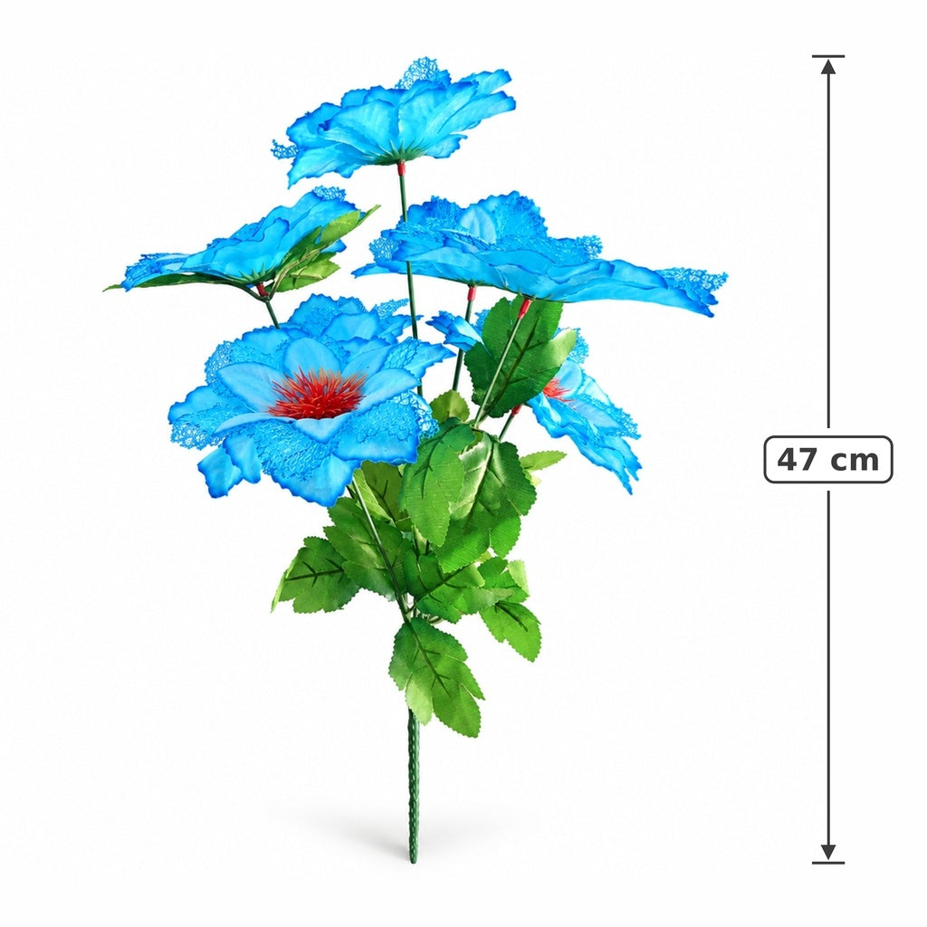 Buquê de Peônias Artificiais Azul com Renda 47 cm – 7 Hastes | Florarte