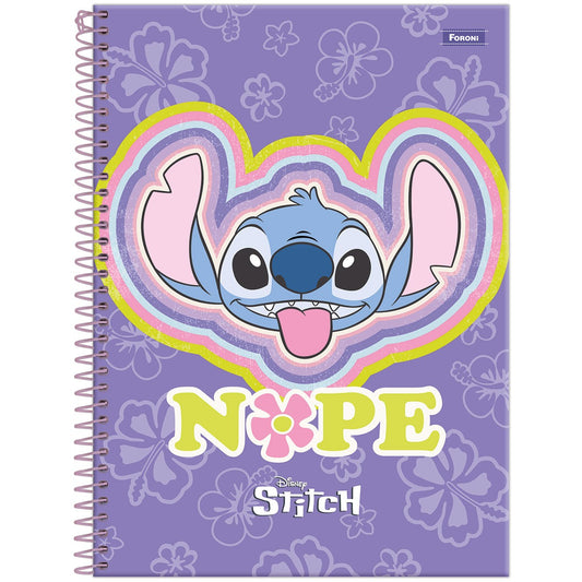 Caderno do Stitch | Universitário Capa Dura 1 Matéria 80 Folhas | Foroni