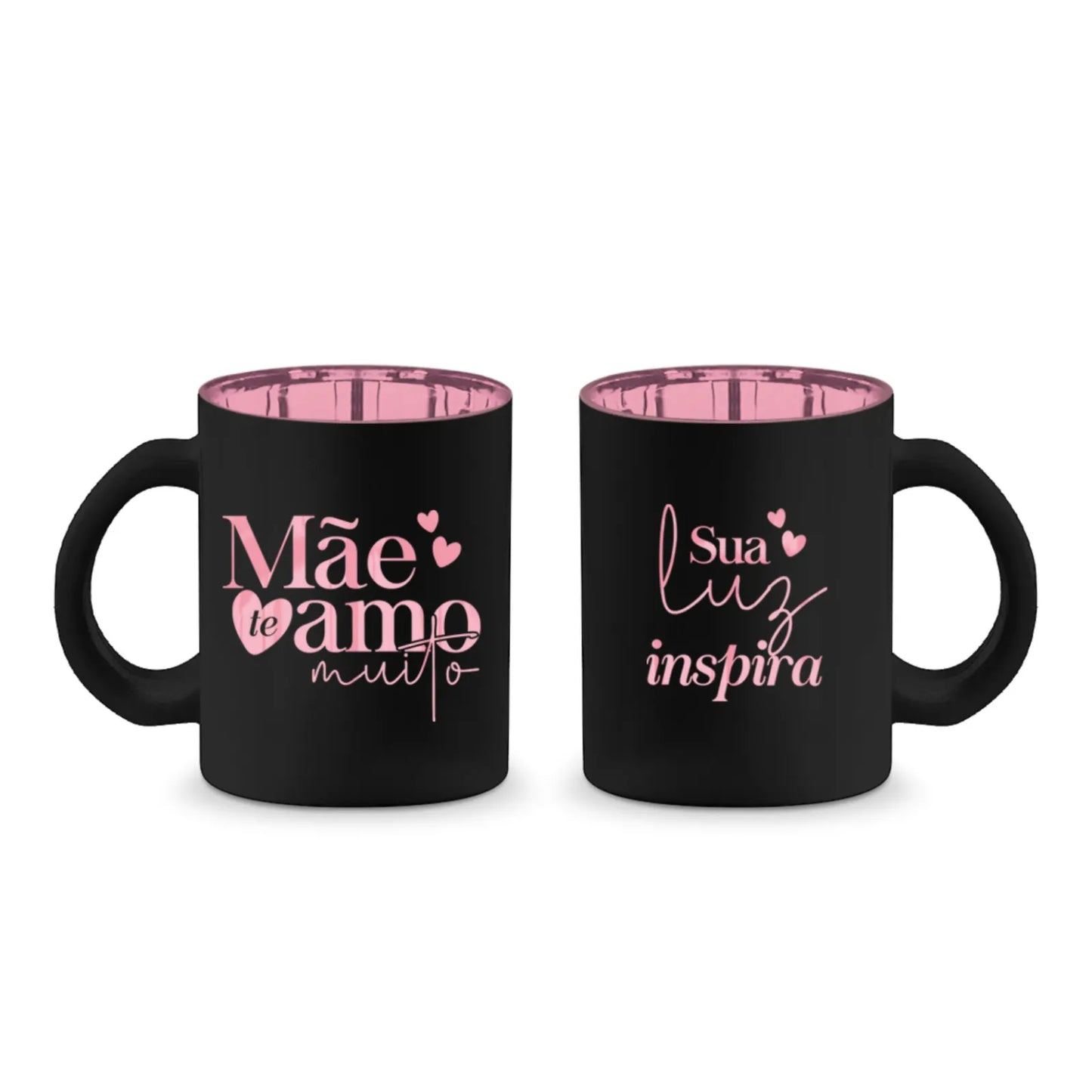 Caneca de Vidro 300ml Diamond Metalic com Lata - Mãe, Sua Luz Inspira | Brasfoot Presentes