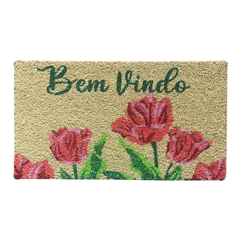 Capacho 33 × 60 cm Estampado Flores – Fibra de Coco Natural | Niazitex