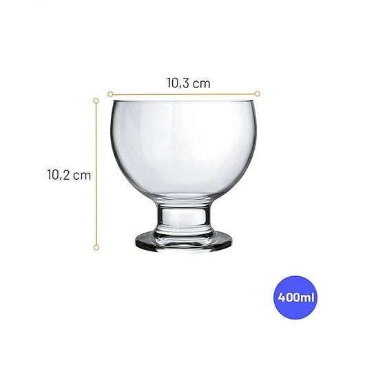 Conjunto 3 Taças de Vidro para Sorvete Paulista 400ml | Nadir