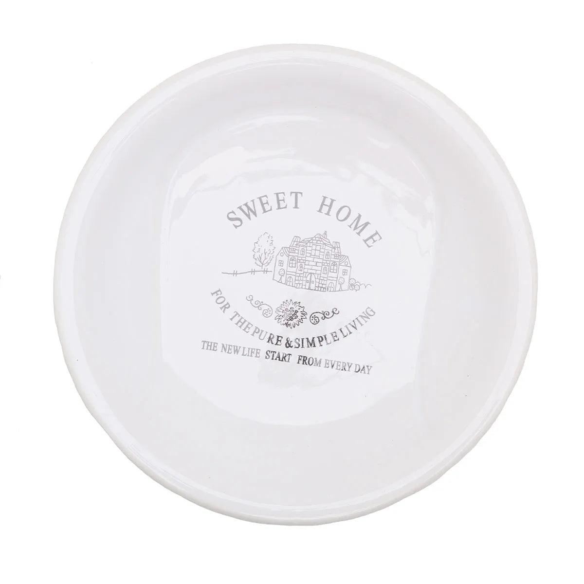 Conjunto Banheiro Cerâmica 4 Peças Lyor Sweet Home – Branco | Dispenser, Saboneteira, Algodão e Escova