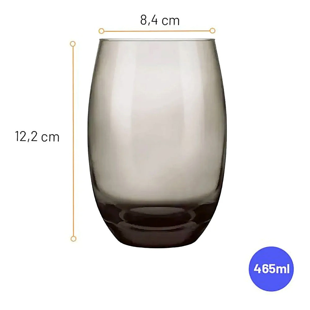 Jogo 6 Copos Long Drink Fumê 465ml Nadir Aruba | Vidro Sodacal
