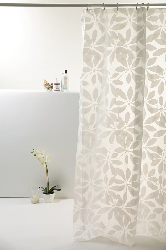 Cortina Box PEVA Uzoo 1,80x1,60m com 12 Ganchos — Estampa Exclusiva para Banheiro