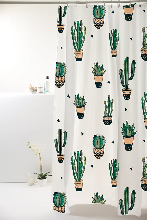 Cortina Box para Banheiro Poliéster Estampada 1,98x1,80m com 12 Ganchos Antimofo – Uzoo