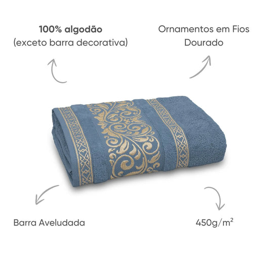 Toalha de Banho Banhão La Vie Appel 78x150cm 450g/m² | Fio Penteado com Detalhes Dourados