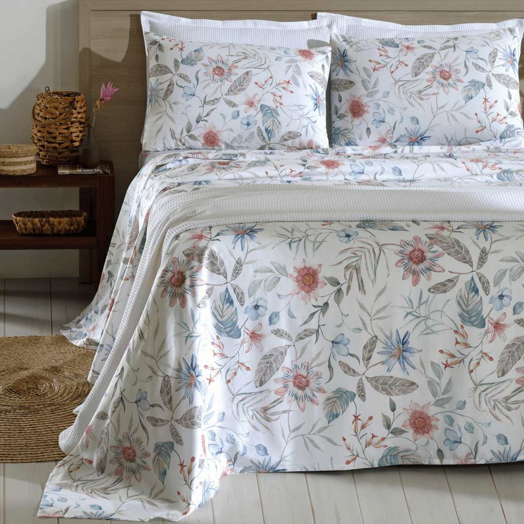 Jogo de Cama King Döhler Priori Stella Estampado | 100% Algodão | 4 Peças