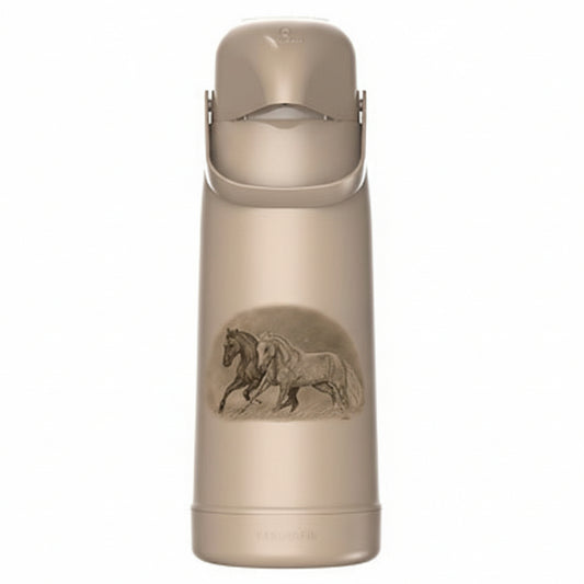 Garrafa Térmica Termolar Magic Pump 1,8 L — Estampa Cavalos | Bomba de Pressão, Ampola de Vidro, Conserva Quente 12h / Fria 24h