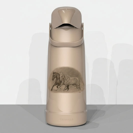 Garrafa Térmica Termolar Magic Pump 1,8 L — Estampa Cavalos | Bomba de Pressão, Ampola de Vidro, Conserva Quente 12h / Fria 24h
