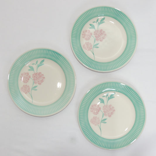Conjunto Pratos Rasos 24 cm Donna Bloom com Borda Verde – Oxford Biona | Cerâmica Floral