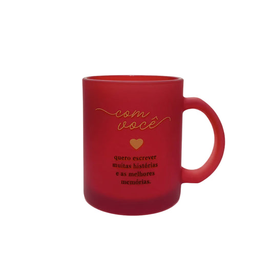Caneca de Vidro Diamond 300ml — "A Vida é Mais Bonita ao Seu Lado" | Brasfoot | Com Caixa