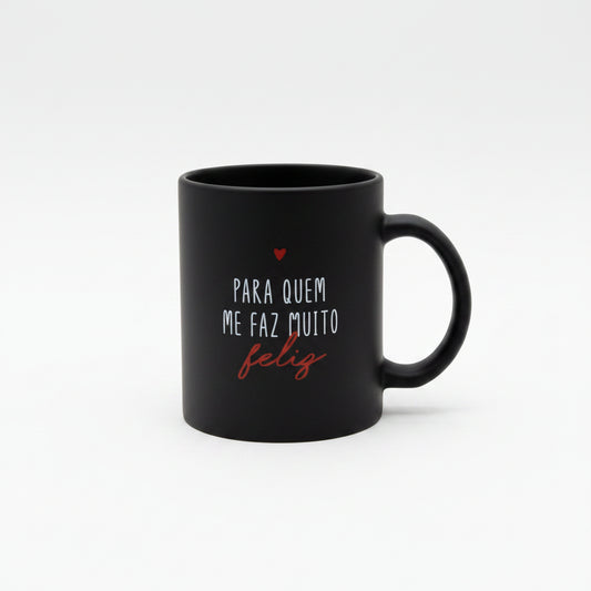 Caneca de Vidro Diamond 300ml Brasfoot – “Você Me Faz Muito Feliz”