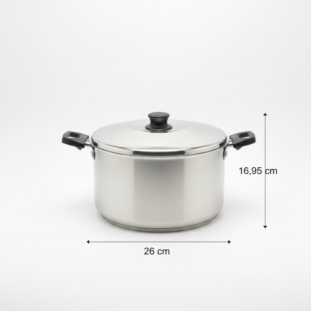 Caldeirão Luxo 26 cm 7,2 L Alumínio Polido 5 Estrelas
