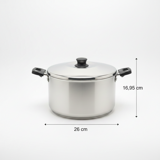 Caldeirão Luxo 26 cm 7,2 L Alumínio Polido 5 Estrelas