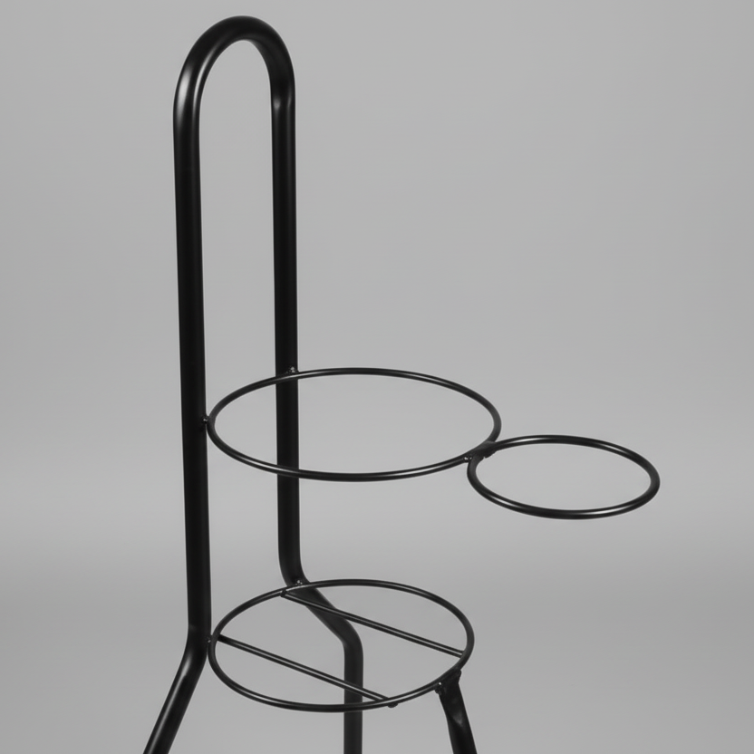 Suporte para Chimarrão Cozla Preto com Rodinhas – Porta Cuia e Térmica | Aço com Pintura Epóxi – 76×30×26 cm