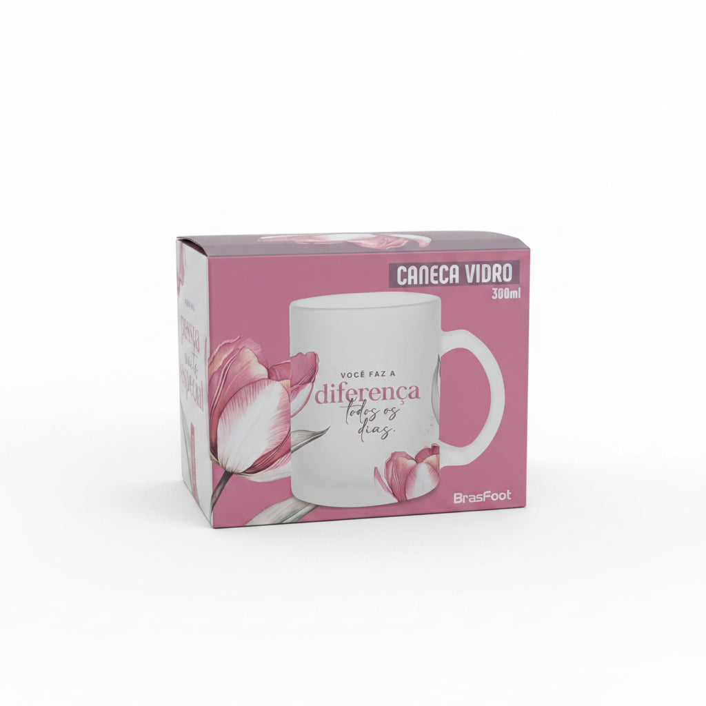 Caneca de Vidro Diamond 300ml Brasfoot – Presente Para Pessoa Especial | Design Sofisticado em Vidro Lapidado