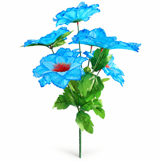 Buquê de Peônias Artificiais Azul com Renda 47 cm – 7 Hastes | Florarte