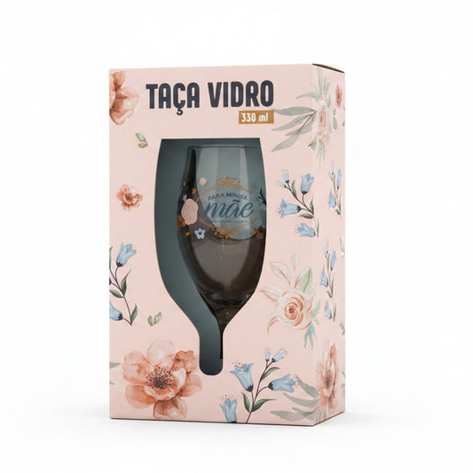 Taça Windsor Vidro 330ml Brasfoot - Para Minha Mãe com Carinho | Presente Dia das Mães