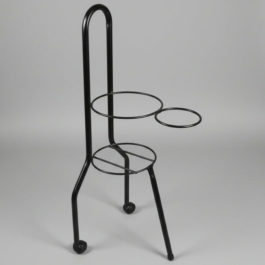 Suporte para Chimarrão Cozla Preto com Rodinhas – Porta Cuia e Térmica | Aço com Pintura Epóxi – 76×30×26 cm