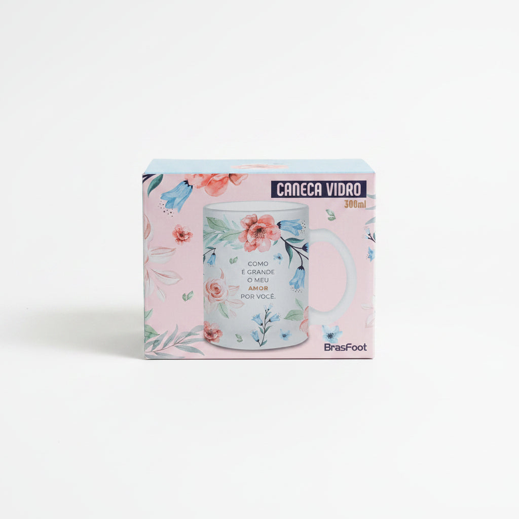 Caneca de Vidro Diamond 300ml Brasfoot – Para Minha Mãe com Carinho | Presente Dia das Mães