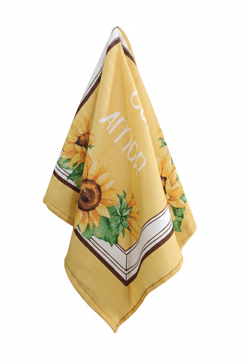 Pano de Copa Felpudo Döhler Girassol 240 g/m² 45x65cm 100% Algodão Alta Absorção | Estampas Sortidas