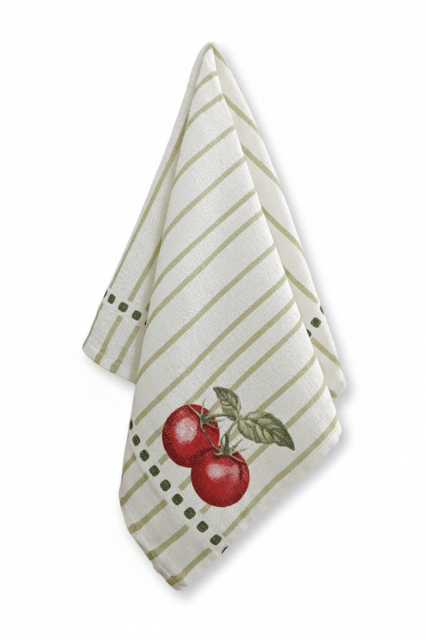 Pano de Copa Felpudo Döhler Prata Tomate 45x65cm 100% Algodão Alta Absorção 240 g/m² | Estampas Sortidas