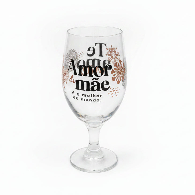 Taça Windsor Vidro 330ml Brasfoot – Amor de Mãe é o Melhor do Mundo