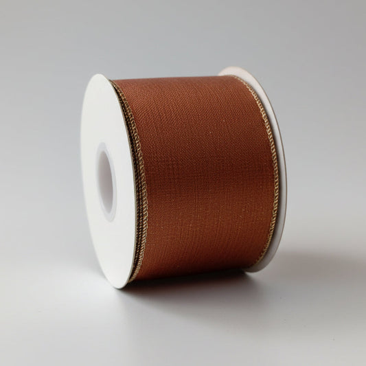 Fita Aramada Cor Cobre Decorativa 6,3 cm x 9,14 m Florarte Tecido com Costura