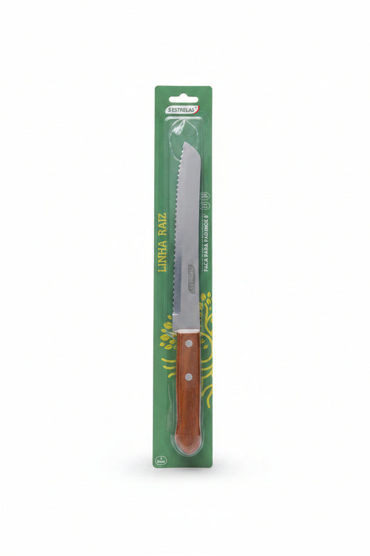 Faca de Pão BIGSUL Raiz 8" Inox com Cabo de Madeira | Corte Serrilhado
