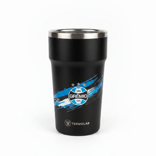 Copo Térmico Pub 500ml Preto | Grêmio | Termolar — Aço Inox, Licenciado Oficial