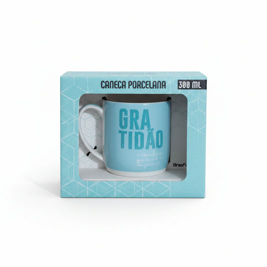 Caneca de Porcelana Urban 300ml "Gratidão É Reconhecer" — Brasfoot