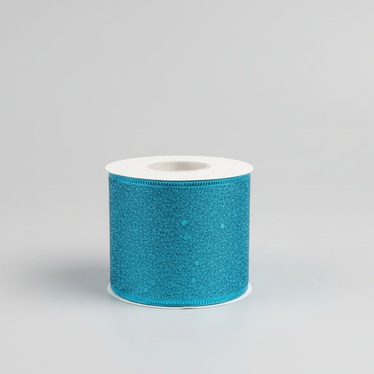 Fita Aramada Rede Azul com Glitter 6,3 cm x 2,7 m – Ideal para Laços, Natal, Festa e Artesanato