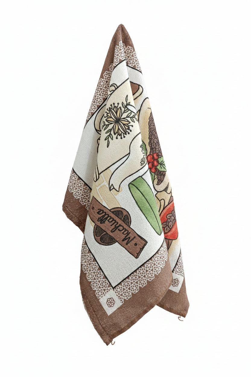 Pano de Copa Felpudo Döhler Coffee 04 45x65cm 240 g/m² 100% Algodão Alta Absorção | Estampas Sortidas