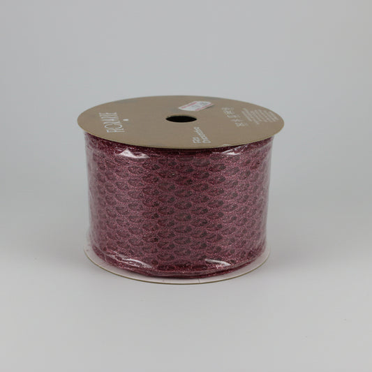 Fita Aramada Rosa com Glitter e Costura FlorArte – 6,3 cm x 9,14 m – Decoração, Laços e Artesanato
