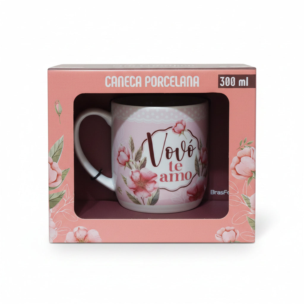 Caneca Porcelana Urban 300ml Vovó Te Amo | Brasfoot
