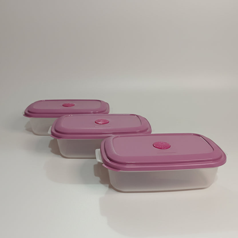 Conjunto 3 Potes Retangulares Sanremo Vac Freezer 1,1L — Hermético, Livre de BPA, Freezer & Micro-ondas