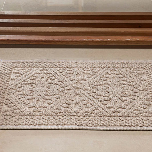 Tapete Vermont Niazitex 40×60 cm – Algodão Polietileno Bege | Relevo Macio