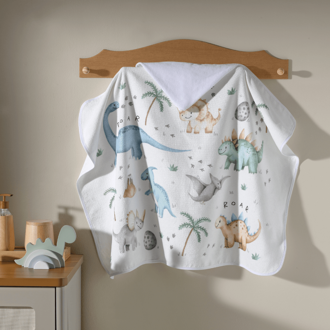Toalha de Banho Infantil com Capuz Döhler Dino 04 90x70cm – 100% Algodão Velour