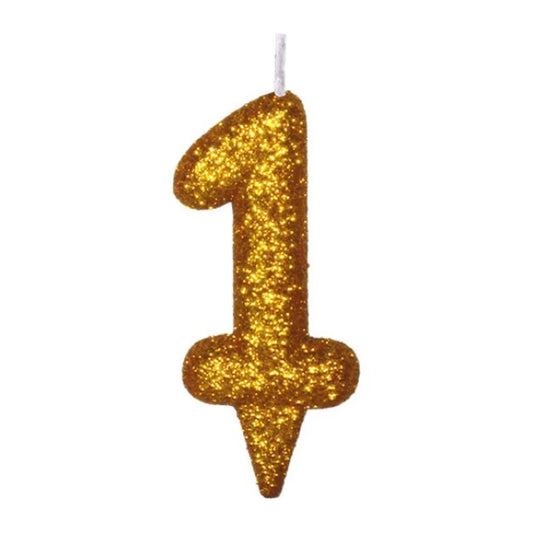 Vela de Aniversário Glamour Dourada Brilho – Números 0 a 9 | Brink Fest