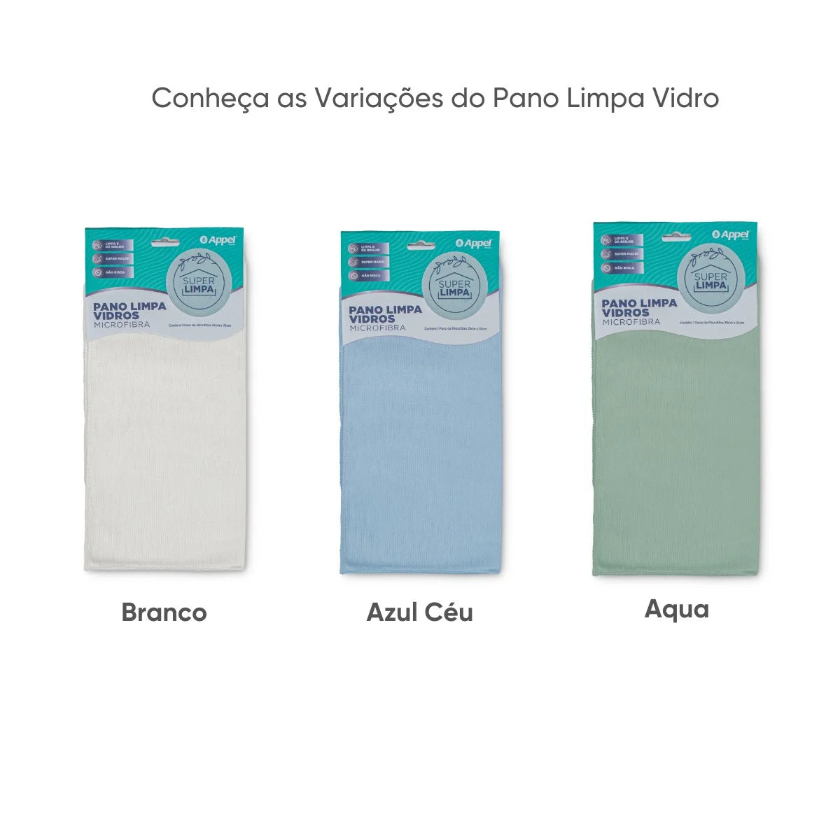 Pano de Microfibra Limpa Vidros 35x35 cm Appel Home – Sem Riscos e Sem Fiapos