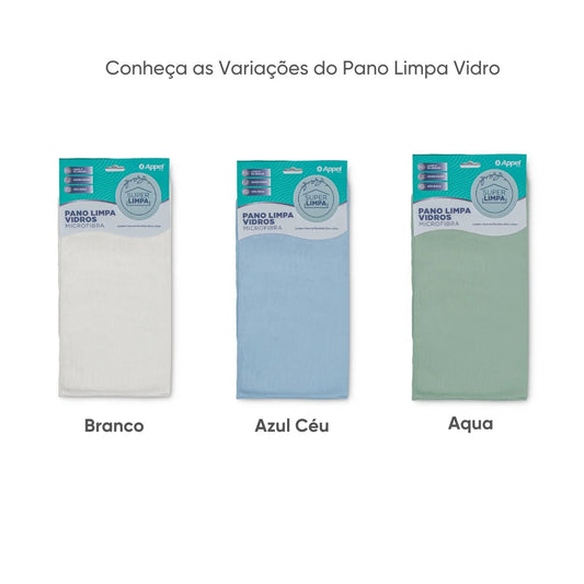 Pano de Microfibra Limpa Vidros 35x35 cm Appel Home – Sem Riscos e Sem Fiapos