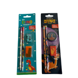 Kit Escolar Dino - 2 Lápis HB, 1 Borracha e 1 Apontador | Leo&Leo